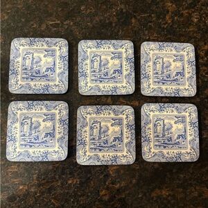 Spode Blue Italian Pimpernel Cork-Backed Coasters (6pc)